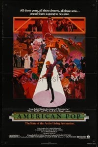 4s234 AMERICAN POP 1sh 1981 cool rock & roll animation by Wilson McClean & Ralph Bakshi!