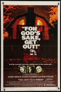 4s235 AMITYVILLE HORROR 1sh 1979 great image of haunted house, for God's sake get out!