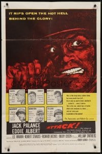 4s240 ATTACK style A 1sh 1956 Robert Aldrich, art of WWII soldier Jack Palance pulling grenade pin!
