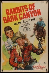 4s248 BANDITS OF DARK CANYON 1sh 1948 cowboy Allan Rocky Lane, Black Jack & Linda Johnson!
