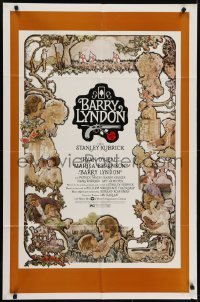 4s251 BARRY LYNDON 1sh 1975 Stanley Kubrick, Ryan O'Neal, great colorful art of cast by Gehm!