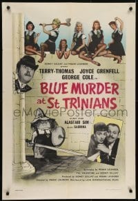 4s008 BLUE MURDER AT ST TRINIAN'S English 1sh 1957 great cartoon art of Terry-Thomas & cast!