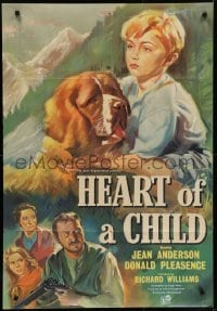 4s023 HEART OF A CHILD English 1sh 1958 great artwork of boy and his St. Bernard dog!