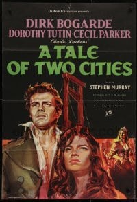 4s057 TALE OF TWO CITIES English 1sh 1958 great art of Dirk Bogarde on his way to execution!