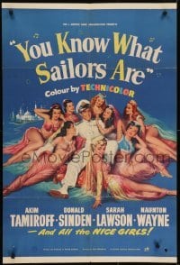 4s070 YOU KNOW WHAT SAILORS ARE English 1sh 1954 sexy English harem girls, Akim Tamiroff!