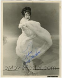 4t134 SHIRLEY MACLAINE signed 11x14 still 1950s full-length in formal gown with fur & gloves!