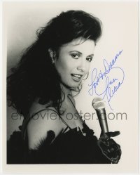 4t674 ANA ALICIA signed 8x10 publicity still 1990s in sexy dress holding microphone!