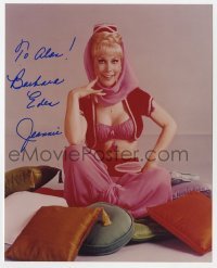 4t728 BARBARA EDEN signed color 8x10 REPRO still 2000s sitting in costume from I Dream of Jeannie!