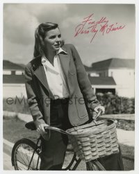 4t448 DOROTHY MCGUIRE signed 7.5x9.5 still 1950s great close up on bicycle with basket!