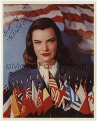 4t798 ELLA RAINES signed color 8x10 REPRO still 1980s the beautiful star with many flags!