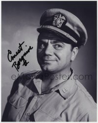 4t802 ERNEST BORGNINE signed 8x10 REPRO still 1980s great close portrait in hat from McHale's Navy!