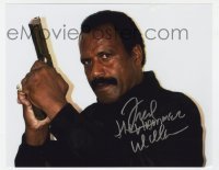 4t813 FRED WILLIAMSON signed color 8x10 REPRO still 2000s great portrait with gun as The Hammer!