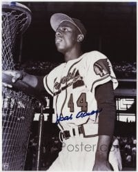 4t822 HANK AARON signed 8x10 REPRO still 1980s great close up of the legendary baseball star!