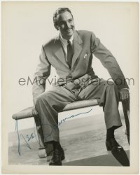 4t546 LEE BOWMAN signed 8x10.25 still 1940s seated smiling portrait wearing suit and tie!