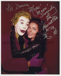 4t880 LEE MERIWETHER signed color 8x10 REPRO still 1980s as sexy Catwoman posing with The Joker!