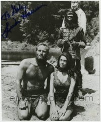4t888 LINDA HARRISON signed 8x9.75 REPRO still 1980s c/u with Charlton Heston in Planet of the Apes!