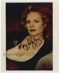 4t899 MARG HELGENBERGER signed color 8x10 REPRO still 1990s sexy close up in low-cut blouse!