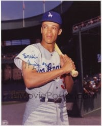 4t695 MAURY WILLS signed color 8x10 publicity still 1994 Los Angeles Dodgers shortstop all-star MVP!