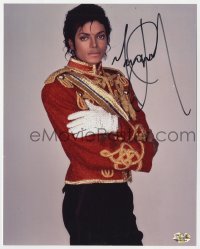 4t916 MICHAEL JACKSON signed color 8x10 REPRO still 1980s young portrait from the Thriller era!