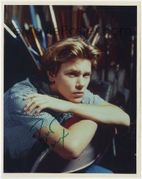 4t945 RIVER PHOENIX signed color 8x10 REPRO still 1980s close portrait of the tragic star!