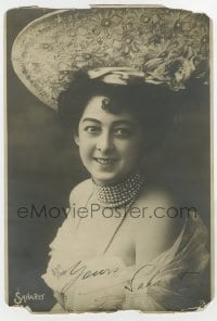 4t616 SAHARET signed deluxe 8x12 photo 1900s the risque Australian vaudeville dancer smiling!