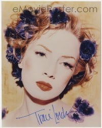 4t987 TRACI LORDS signed color 8x10 REPRO still 2000s great portrait with flowers in her hair!