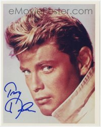 4t989 TROY DONAHUE signed color 8x10 REPRO still 1990s head & shoulders portrait of the heartthrob!