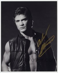 4t712 ANDREW STEVENS signed 8x10 REPRO still 1990s sexy portrait wearing nothing under his vest!