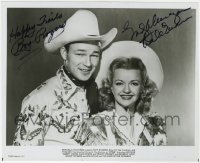4t992 UTAH signed 8x10 REPRO 1945 by BOTH Roy Rogers AND Dale Evans, wonderful smiling portrait!