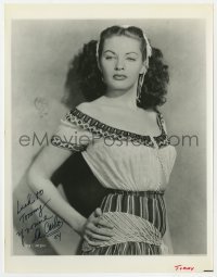 4t657 YVONNE DE CARLO signed 8x10.5 still 1948 sexy close portrait in costume from Casbah!