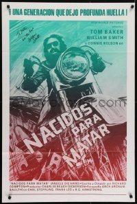 4t138 ANGELS DIE HARD signed int'l Spanish language 1sh 1970 by William Smith, cool biker art!
