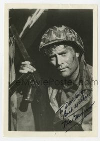 4t671 VIC MORROW signed 5x7 fan photo 1960s great portrait in military uniform from TV's Combat!