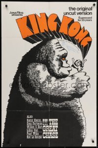 4t149 KING KONG signed 1sh 1968 by RKO makeup man Carl Russell, great Lee Reedy art!