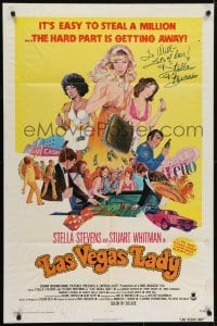 4t150 LAS VEGAS LADY signed 1sh 1975 by Stella Stevens, art of sexy gambling gangster gals!