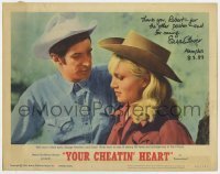 4t119 YOUR CHEATIN' HEART signed LC #3 1964 by Susan Oliver, who's with Hamilton as Hank Williams!