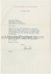 4t173 DINAH SHORE signed letter 1956 when she was married to George Montgomery, sent to reporter!