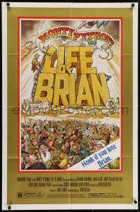 4t151 LIFE OF BRIAN signed style B 1sh 1979 by poster artist William Stout, Monty Python comedy!