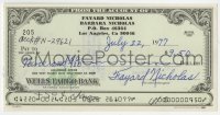 4t225 FAYARD NICHOLAS signed 3x6 check 1977 he wrote it out for $9.50 cash!