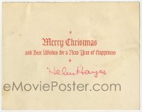 4t366 HELEN HAYES signed 5x7 greeting card 1940s wishing a friend Merry Christmas & Happy New Year!