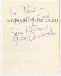 4t339 GENA ROWLANDS/JOHN CASSAVETES signed 6x7 table reservation 1980s can be framed with a repro!