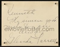 4t340 GLENDA FARRELL signed 4x5 cut album page 1930s it can be framed with a repro still!