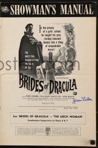 4t206 YVONNE MONLAUR signed pressbook 1960 posters, ads & information for Brides of Dracula!