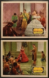 4w835 ANNA & THE KING OF SIAM 2 LCs 1946 great images of royal Rex Harrison, pretty Irene Dunne!