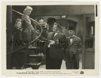 4x156 A-HAUNTING WE WILL GO 8x10.25 still 1942 Stan Laurel & Oliver Hardy smile at girls on stairs!