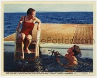 4x080 BONJOUR TRISTESSE color 8x10 still #11 1958 Geoffrey Horne & sexy Jean Seberg on raft!