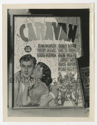 4x008 CARAVAN 3.25x4.25 photo 1934 poster of Loretta Young & Charles Boyer outside theater!