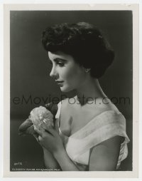 4x348 ELIZABETH TAYLOR 8x10.25 still 1950s beautiful MGM profile portrait holding flower!