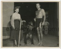 4x581 LEX BARKER 8x10 still 1950 posing as Tarzan with foreign correspondent & chimpanzee!