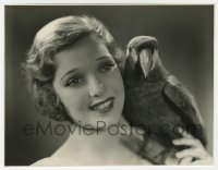 4x596 LORETTA YOUNG 7.5x9.75 still 1920s youthful close up with parrot on her shoulder by Fryer!