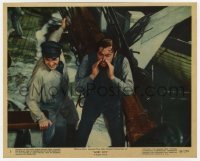 4x113 MOBY DICK color 8x10 still #5 1956 c/u of Gregory Peck as Ahab shouting orders on ship!